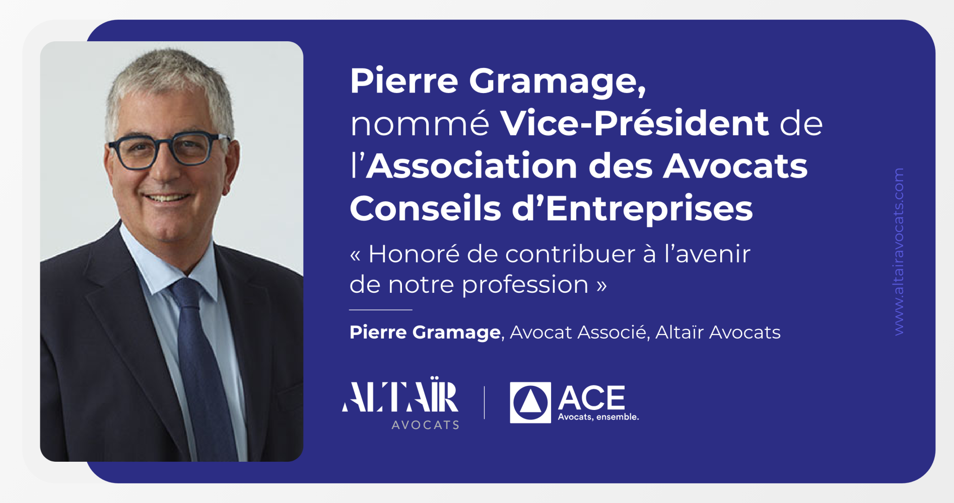 Pierre Gramage nommé Vice-Président de l'ACE