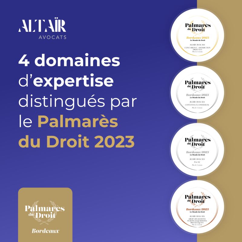 Palmarès du droit bordeaux 2023 : 4 nouvelles distinctions pour le cabinet Altaïr Avocats
